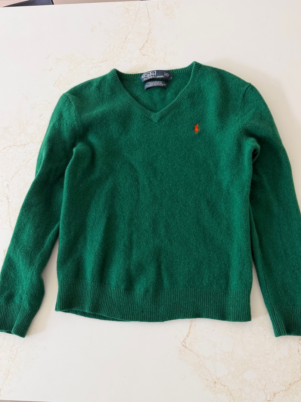 Polo Ralph Lauren Green wool Sweater with Orange Pony